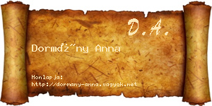 Dormány Anna névjegykártya
